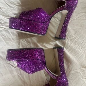 Purple Glitter Platform Heels